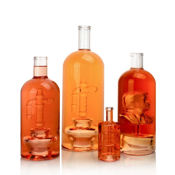 3D Embedded Relief Art Borosilicate Spirit Bottle factory
