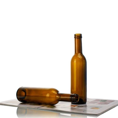 Brún 375ml glerflaska fyrir vín